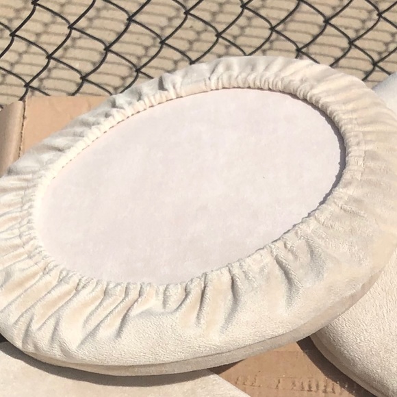 Set of Four (4) Comfortable Microfiber Beige Round Counter/Bar Stool Cushions - Picture 5 of 5